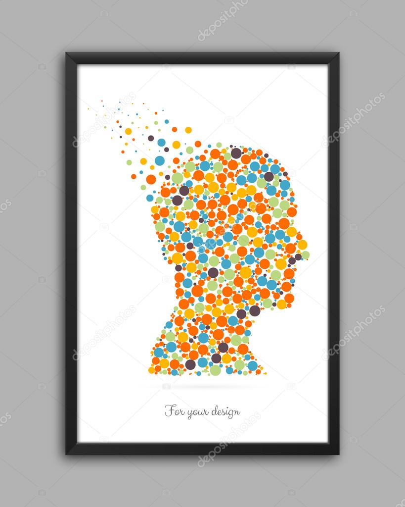 Abstract creative concept vector silhouette head for Web and Mobile Applications isolated on white background. Vector illustration, creative template design, Business software and social media.
