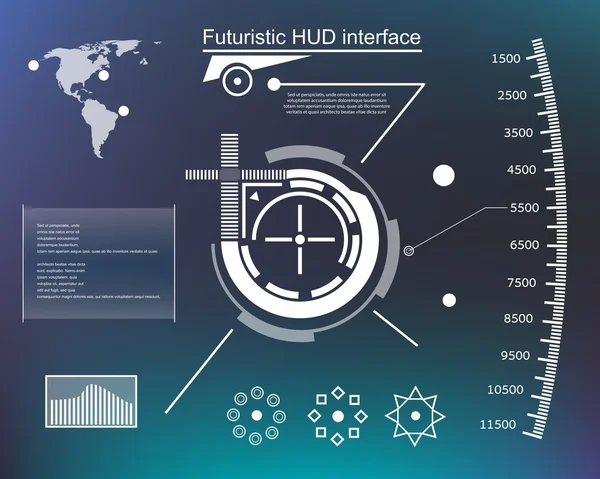 Astratto futuro, concetto vettore futuristico blu grafica virtuale touch interfaccia utente HUD. Per web, sito, applicazioni mobili isolate su sfondo nero, techno, design online, business, gui, ui. — Vettoriale Stock