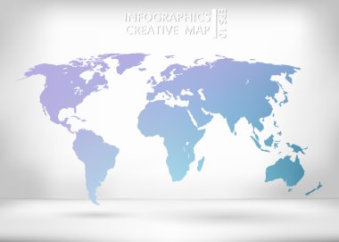 Abstract creative concept vector map of the world for Web and Mobile Applications isolated on background. Vector illustration, creative template design, Business software and social media, origami.