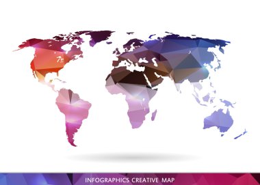 Abstract creative concept vector map of the world for Web and Mobile Applications isolated on background. Vector illustration, creative template design, Business software and social media, origami.