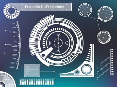 Soyut gelecek, konsept vektör fütüristik mavi sanal grafik dokunmatik arayüzü HUD. Web, site, mobil uygulamalar için siyah arkaplan, tekno, çevrimiçi tasarım, iş, gui, ui.