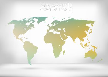 Abstract creative concept vector map of the world for Web and Mobile Applications isolated on background. Vector illustration, creative template design, Business software and social media, origami.