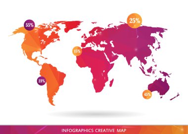Abstract creative concept vector map of the world for Web and Mobile Applications isolated on background. Vector illustration, creative template design, Business software and social media, origami.