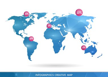 Abstract creative concept vector map of the world for Web and Mobile Applications isolated on background. Vector illustration, creative template design, Business software and social media, origami.