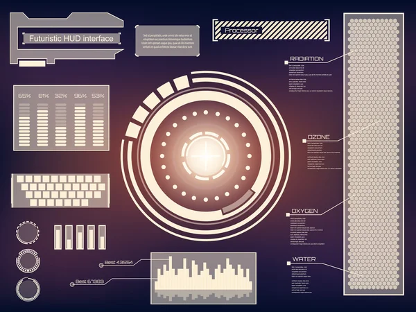 Futuro abstrato, conceito vetor futurista azul virtual gráfico toque interface de usuário HUD. Para web, site, aplicativos móveis isolados em fundo preto, techno, design on-line, negócios, gui, ui — Vetor de Stock