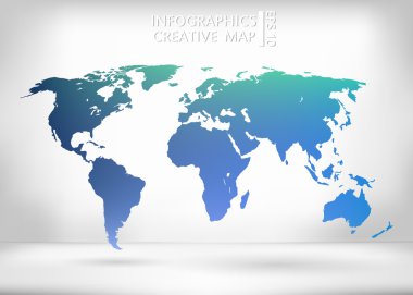 Abstract creative concept vector map of the world for Web and Mobile Applications isolated on background. Vector illustration, creative template design, Business software and social media, origami.