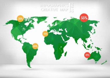 Abstract creative concept vector map of the world for Web and Mobile Applications isolated on background. Vector illustration, creative template design, Business software and social media, origami.