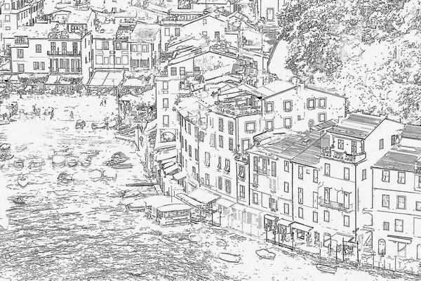 Desenhos Imagem Costa Portofino Bela Cidade Deste Mundo Itália — Fotografia de Stock
