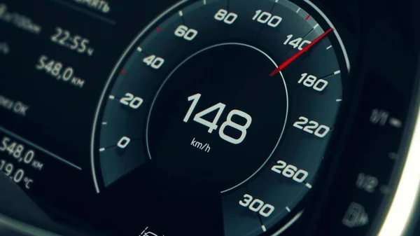 Speedometer pada dashboard close-up — Stok Foto