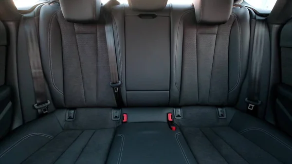 Rear row of leather seats in the car