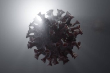 Coronavirus yakın plan 3D görüntüleme, virüs molekülü yakın plan