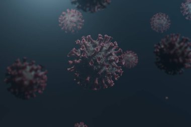 Coronavirus yakın plan 3D görüntüleme, virüs molekülü yakın plan