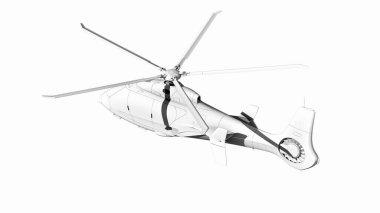 Beyaz arkaplan üzerinde helikopter 3B görselleştirme
