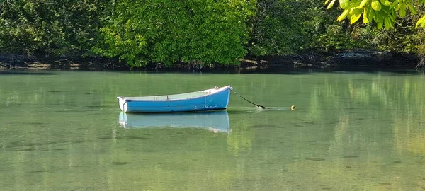 Suyun içinde küçük bir tekne.