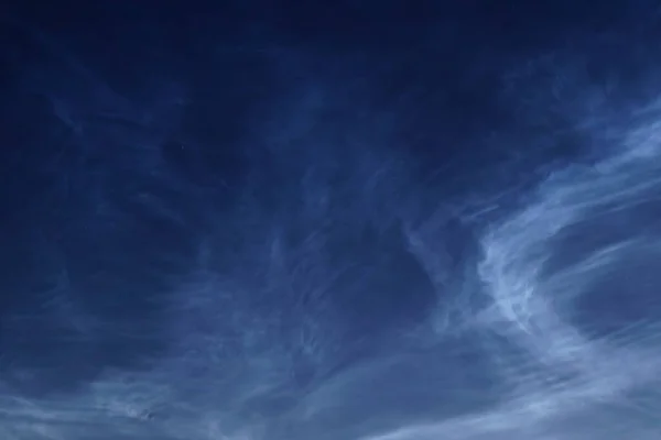 View Noctilucent Clouds Evening Blue Sky — Stock Photo, Image