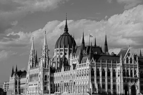 Black White Full Screen View Parliament Budapest — Stock Photo, Image