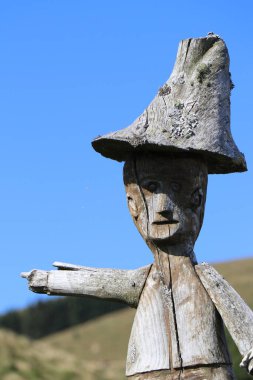 Stoakoglhutte yakınlarında ahşap bir heykelciğin yakın görüntüsü