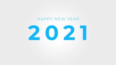 Mutlu yıllar 2021 düz metin tasarımı. Beyaz arkaplanda alfabe metni. Tipografi yazı tipi grafik masajı. 4K video hareketli grafik tasarımı