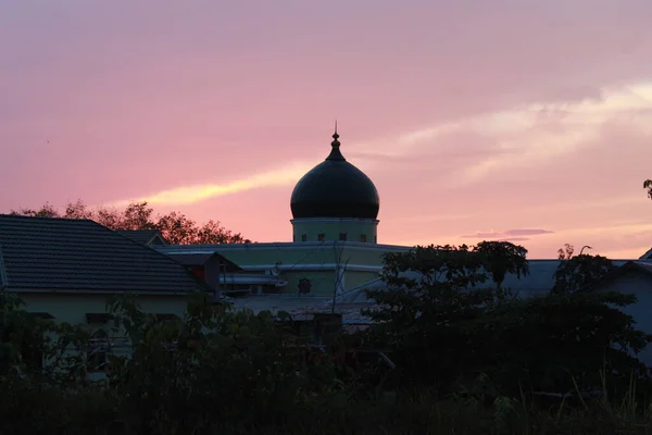 Mešita Nurul Muhibbin Balangánu Západ Slunce — Stock fotografie
