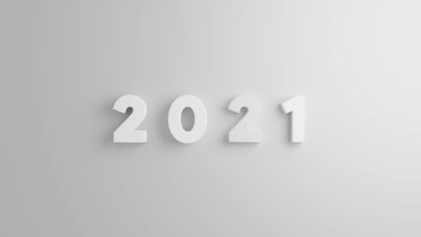 Gott Nytt 2021 Platt Text Design Nummer Text Vit Bakgrund — Stockvideo