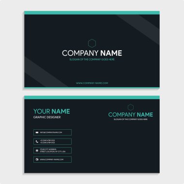 Koyu renkli temiz kartvizit basit ve zarif bir vektör