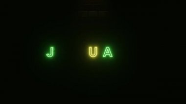 Ocak metni, tuğla duvar dokusunda neon renkli. 3d illüstrasyon oluşturma
