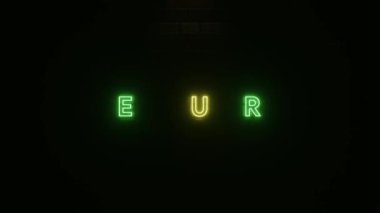 Şubat metni, tuğla duvar dokusunda neon renkli. 3 boyutlu resimleme. Şubat 'ın neon sembolü. 4K Çözünürlük Videosu