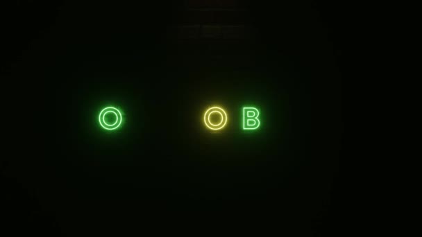 Oktober Text Neon Licht Bunt Auf Ziegelwand Textur Illustrationsrendering Neon — Stockvideo