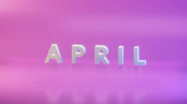 Nisan ayındaki gradyan arkaplan metni basit ve zarif. 3d illüstrasyon oluşturma