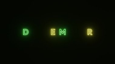 Aralık metni siyah arkaplanda neon renkli. 3 boyutlu resimleme. Aralık 'ın neon sembolü. 4K Çözünürlük Videosu. Neon ışığı metin ve siyah arkaplan basit ve zarif