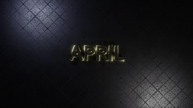 Hafif efektli April Golden metin, altın rengi, zarif, modern ve basit. 3 boyutlu resimleme. Promosyon, tatil, etkinlik ve iş için 4k çözünürlük videosu