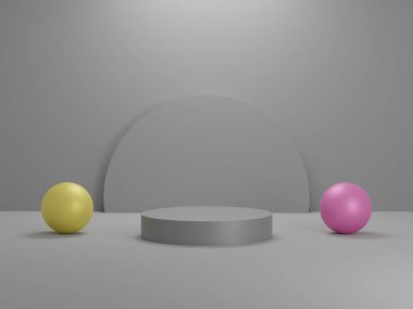 3D soyut minimum geometrik formlar. Tasarımınız için ışıltılı, lüks podyum. En az üç boyutlu tasvir. Ürün için pastel renk sahnesi. Moda gösterisi sahnesi, dükkan önü. en küçük grafik tasarımı