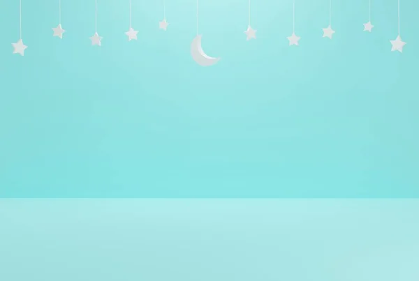 Blue Sky Minimalist Crescent Stars Islamic Events Holidays Etc Illustration — Stock Photo, Image