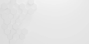 Rastgele kaydırılmış beyaz bal peteği altıgen arka plan duvar kâğıdı afiş deseni ve kopya alanı. Tasarım grafik minimalist. 3 boyutlu resimleme. iş geçmişi ve benzeri şeyler için .