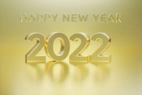 Happy new year 2022 . text golden 3D numbers with gold background . greeting card, banner, poster . 3d illustration rendering . modern , trendy and simple