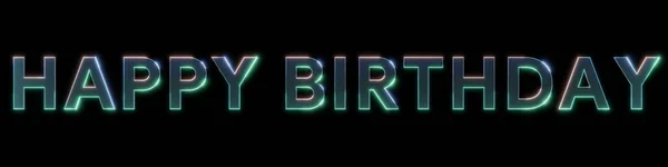 Boldog Születésnapot Neon Fém Hatás Szöveg Illusztráció Renderelés Modern Egyszerű — Stock Fotó