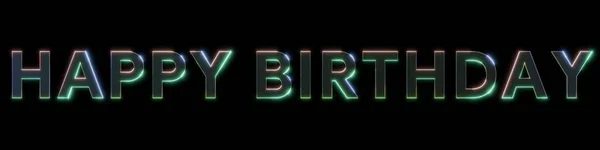 Happy Birthday Neon Metal Effect Text Illustration Rendering Modern Simple — Stock Photo, Image