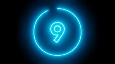 10 'dan 0' a kadar geri sayım metni neon ışık efekti çizimi, modern neon ışık efekti tasarımı ve minimalist. 4k çözünürlüklü video. siyah izole arkaplan