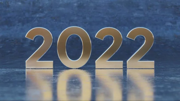 2022年あけましておめでとうございます抽象的な金属の背景を持つテキストメタル効果3D番号 グリーティングカードバナーポスター 3Dイラストレンダリング モダンでトレンディーでシンプルな — ストック写真