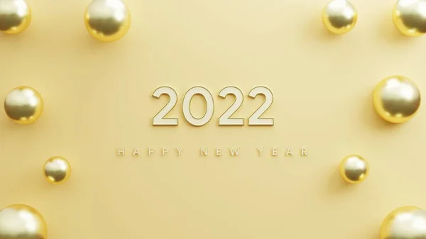 Happy New Year 2022 Text Elegant Background Realistic Balloons Gold — Stock Photo, Image