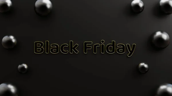 Text Black Friday Modern Gold Black Background Realistic Balloons Minimalist — Stock Photo, Image