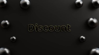 metin indirimi siyah arkaplan ve gerçekçi balonlar minimalist stil 3d illüstrasyon poster, el ilanı, iş, afiş ve benzeri için yorumlama
