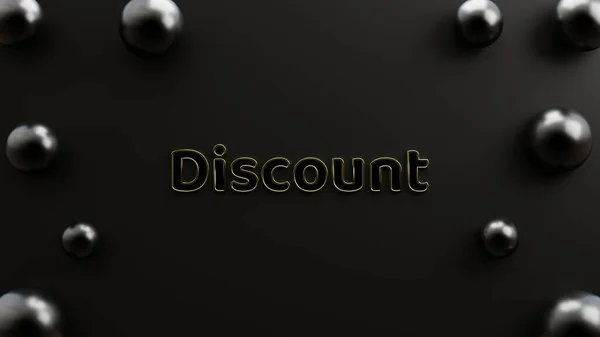 Texte Discount Moderne Avec Fond Noir Ballons Réalistes Style Minimaliste — Photo