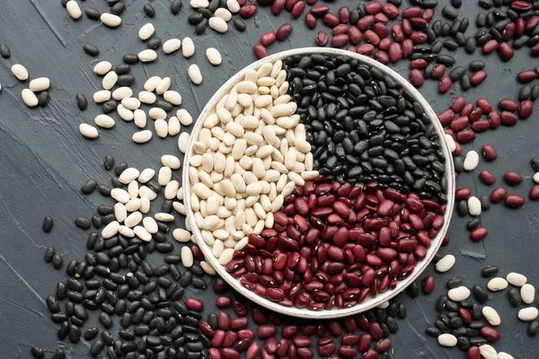 Beans White Ceramic Plate Bowl Beans Black Bean Red Kidney — 스톡 사진