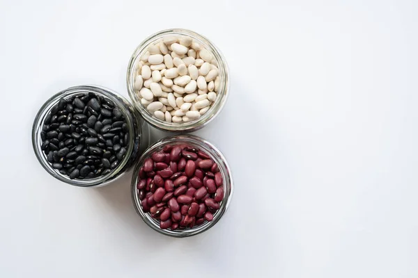 Glass Jar Black Bean Red Kidney Bean White Bean Navy — 스톡 사진