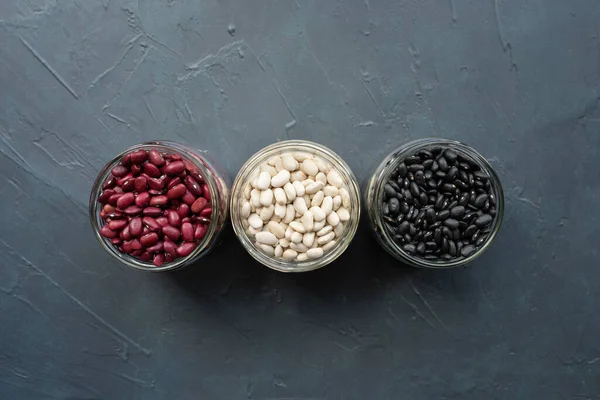 Glass Jar Black Bean Red Kidney Bean White Bean Navy — 스톡 사진