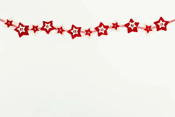 Christmas Background Red Garland Stars — Stock Photo, Image