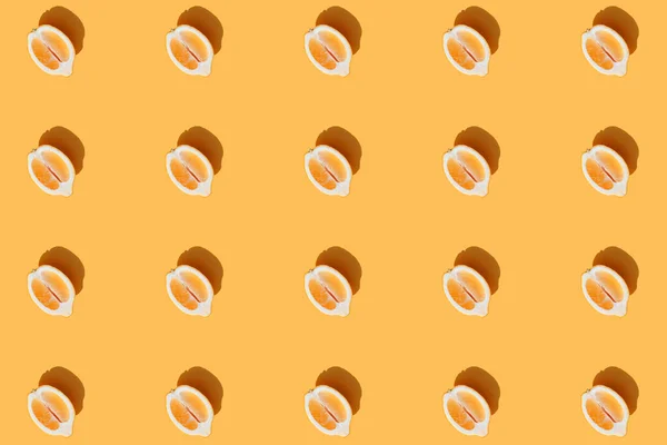 Conceptual Pattern Halves Lemon Collection Shadow Orange Background Healthy Eating — Stock Photo, Image