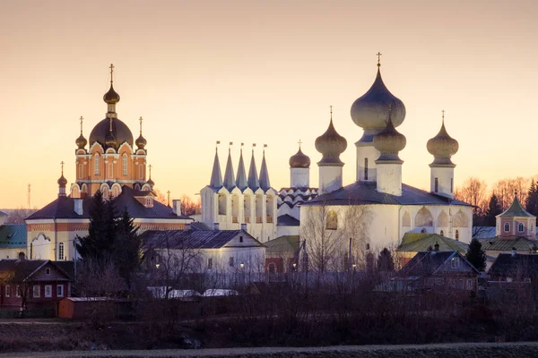 Mosteiro Assunção Tikhvin Mosteiro Ortodoxo Russo Fundado 1560 Noite Bela — Fotografia de Stock