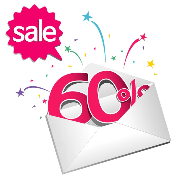 Sales in the envelope, 60% sale events — Stock Vector